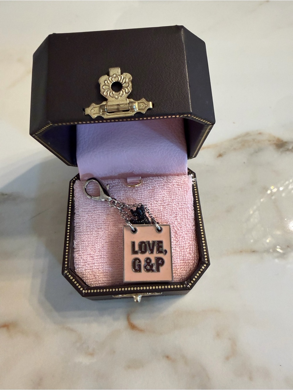 Vintage Juicy Couture enamel shopping bag with Scotty Dog Charm Pendant